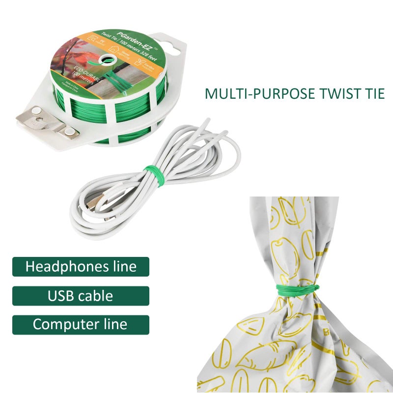 PGarden-EZ Twist Ties - 328ft Plant Ties PE-Coated Garden Ties with Cutter for Gardening Tomatoes Vines and Office Home Cable Organizing (1Reel/Green)â€¦ - Image 5